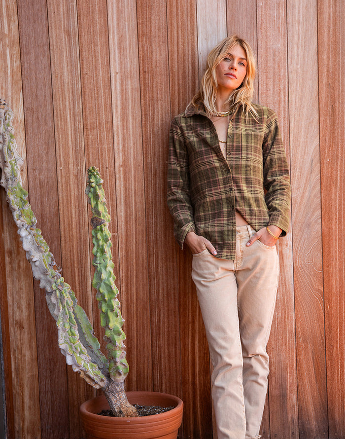 Fairbanks Supersoft Shirt: Dark Olive Plaid