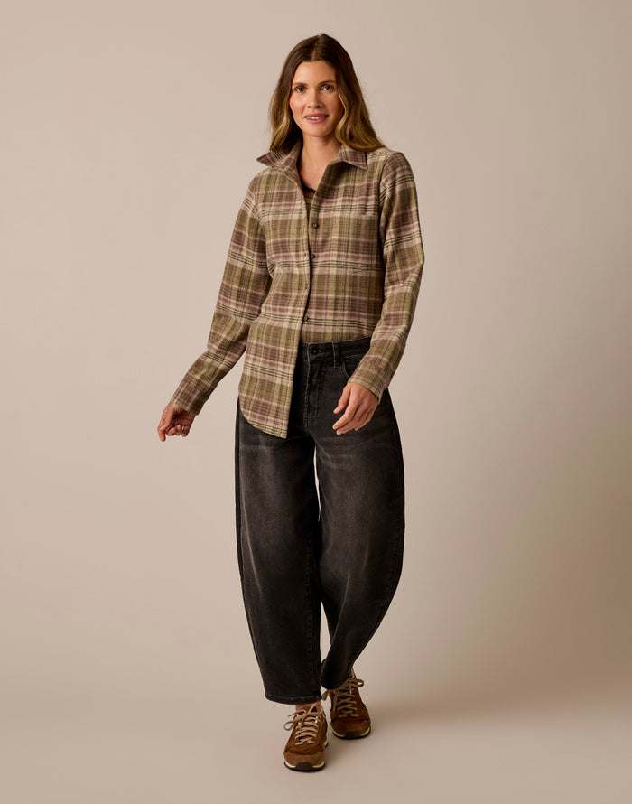 Fairbanks Supersoft Shirt: Dark Olive Plaid