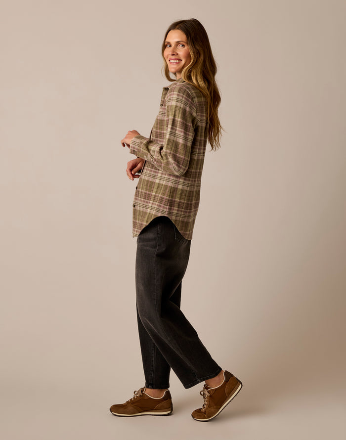 Fairbanks Supersoft Shirt: Dark Olive Plaid