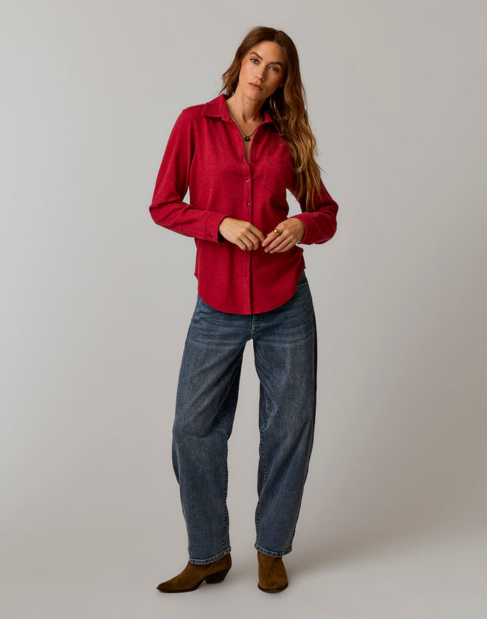 Fairbanks Supersoft Shirt: Deep Rouge Heather