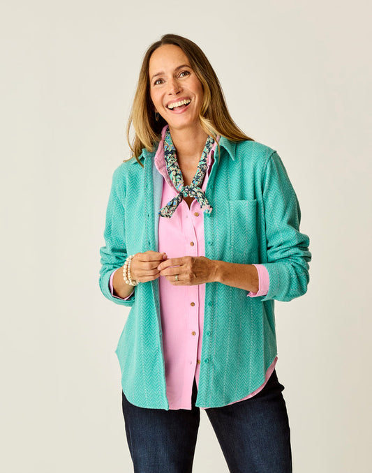Fairbanks Supersoft Shirt: Jade Herringbone