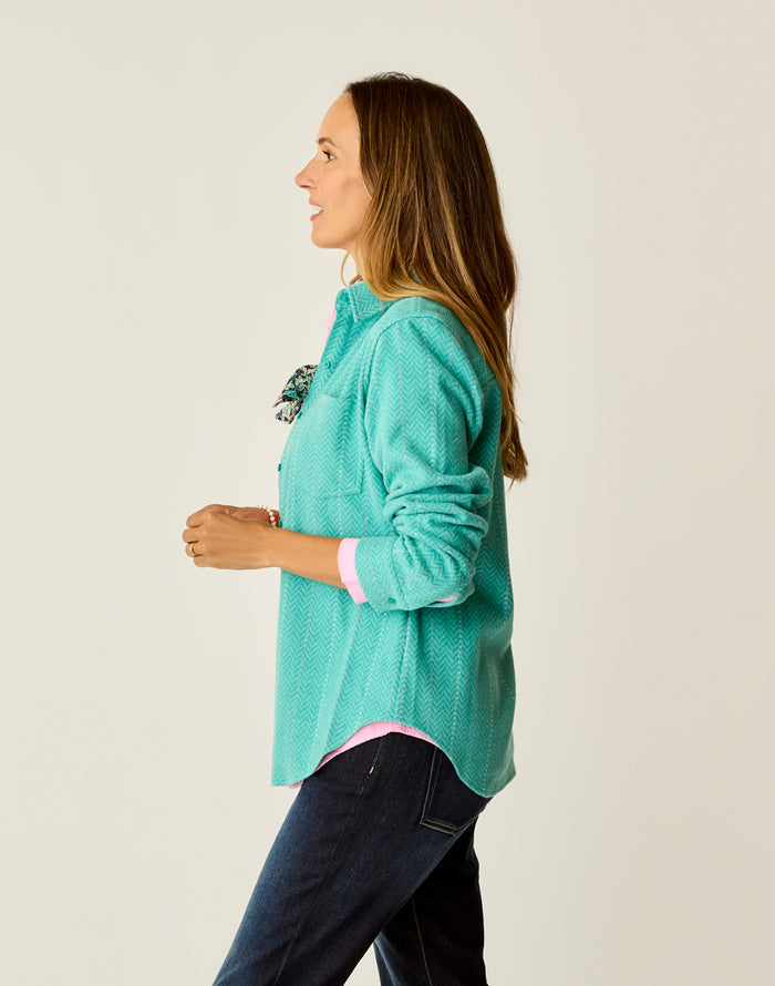 Fairbanks Supersoft Shirt: Jade Herringbone