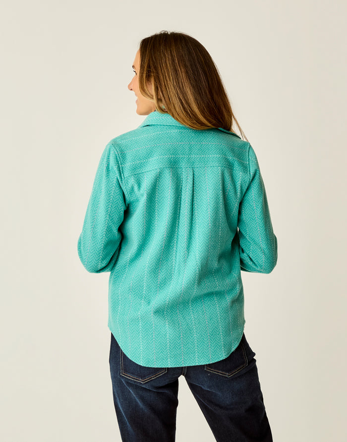 Fairbanks Supersoft Shirt: Jade Herringbone