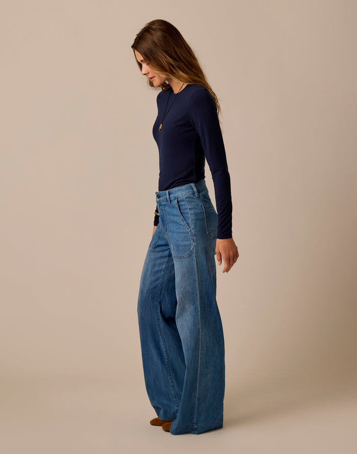Farrah Lightweight Denim Wide Leg: Magnolia