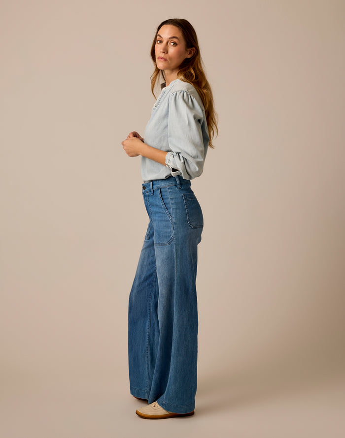 Farrah Lightweight Denim Wide Leg: Magnolia