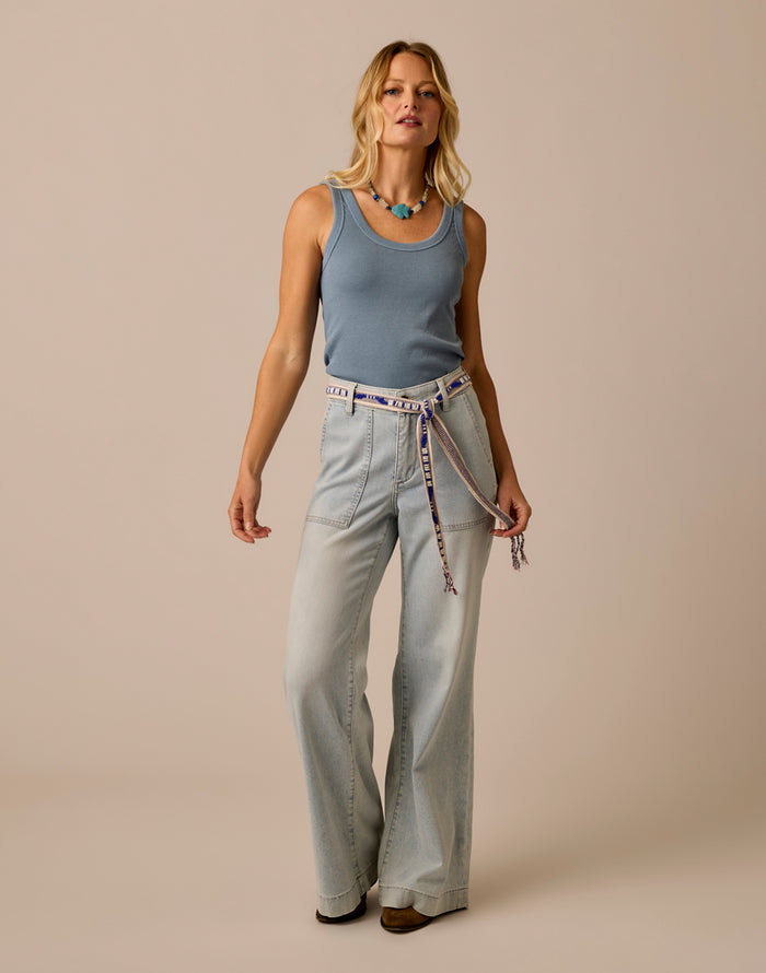 Farrah Lightweight Denim Wide Leg: Savannah