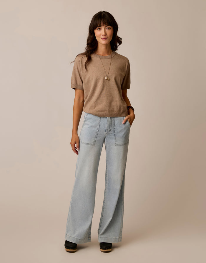 Farrah Lightweight Denim Wide Leg: Savannah