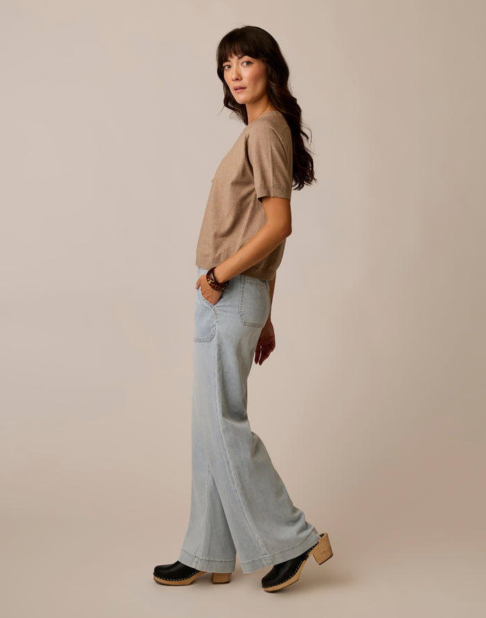 Farrah Lightweight Denim Wide Leg: Savannah