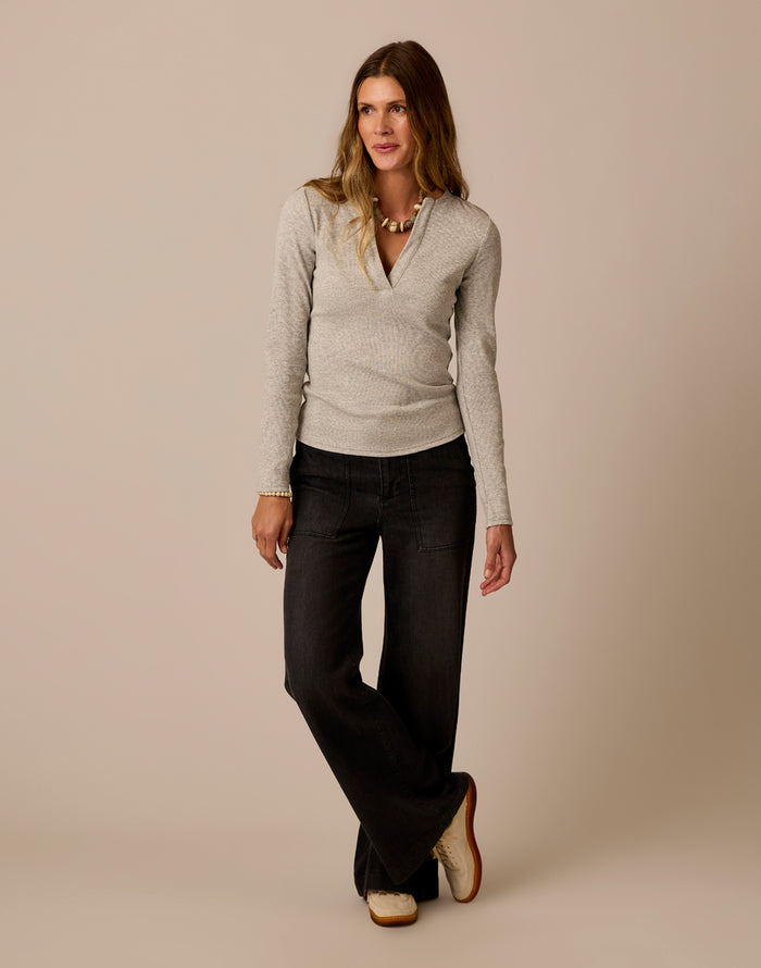 Farrah Lightweight Denim Wide Leg: Washed Black