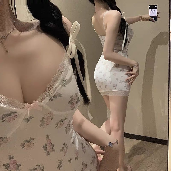 Floral Lace Trim Camisole Bodycon Nightdress