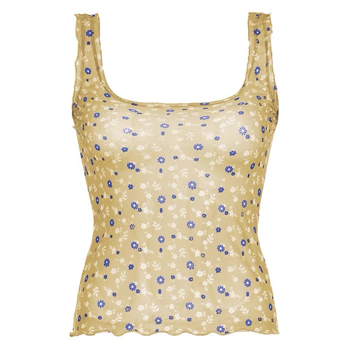 Forest-style Mesh Tank Top