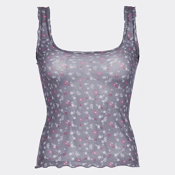 Forest-style Mesh Tank Top