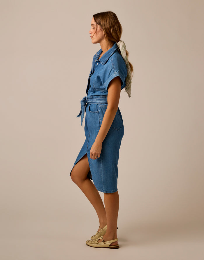 Franny Lightweight Denim Dress: Magnolia