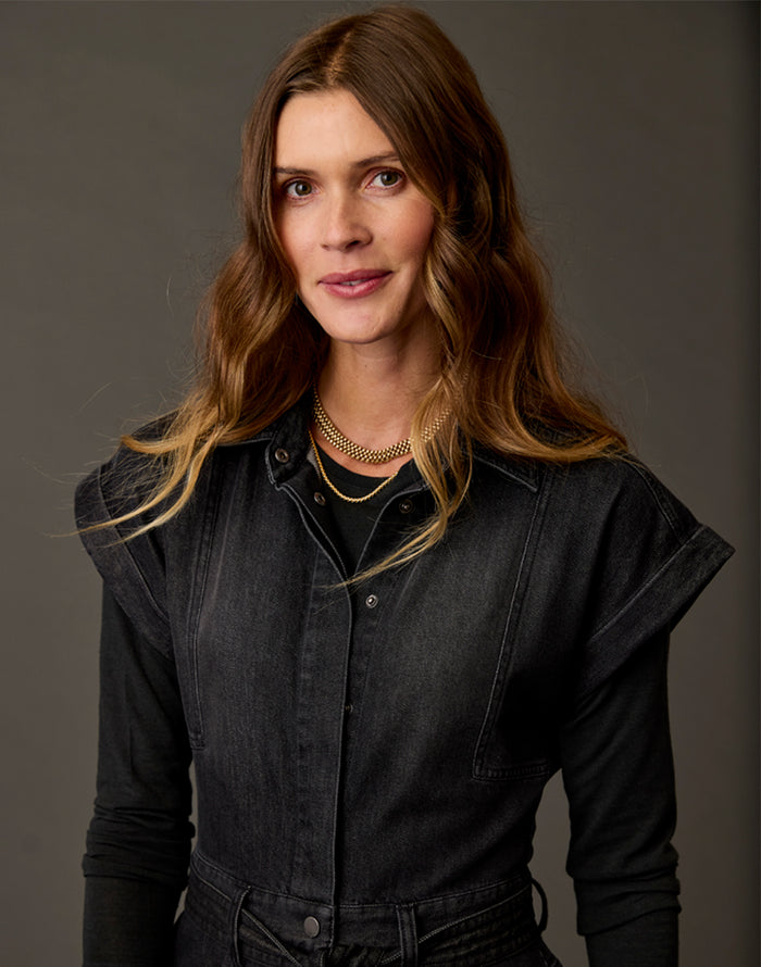 Franny Lightweight Denim Dress: Washed Black