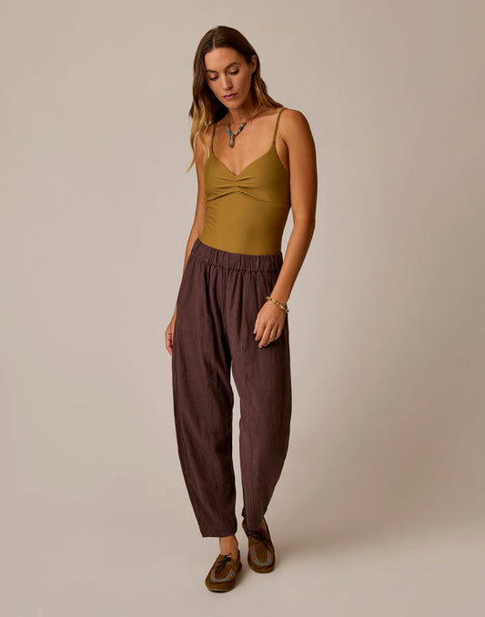 Freya Linen Pant: Coffee Chambray