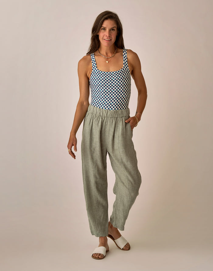 Freya Linen Pant: Fatigue Chambray