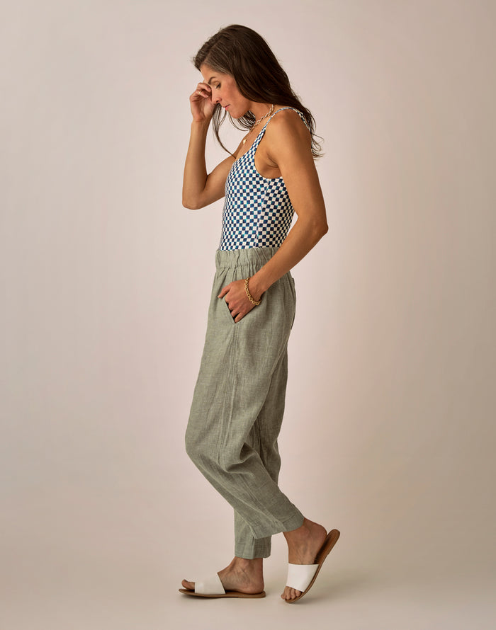 Freya Linen Pant: Fatigue Chambray