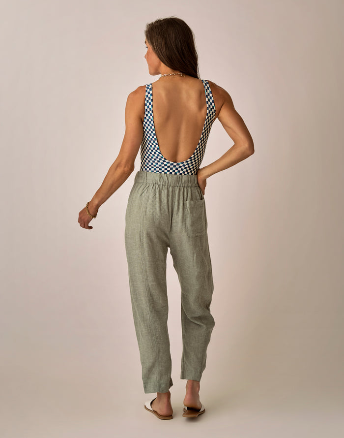 Freya Linen Pant: Fatigue Chambray