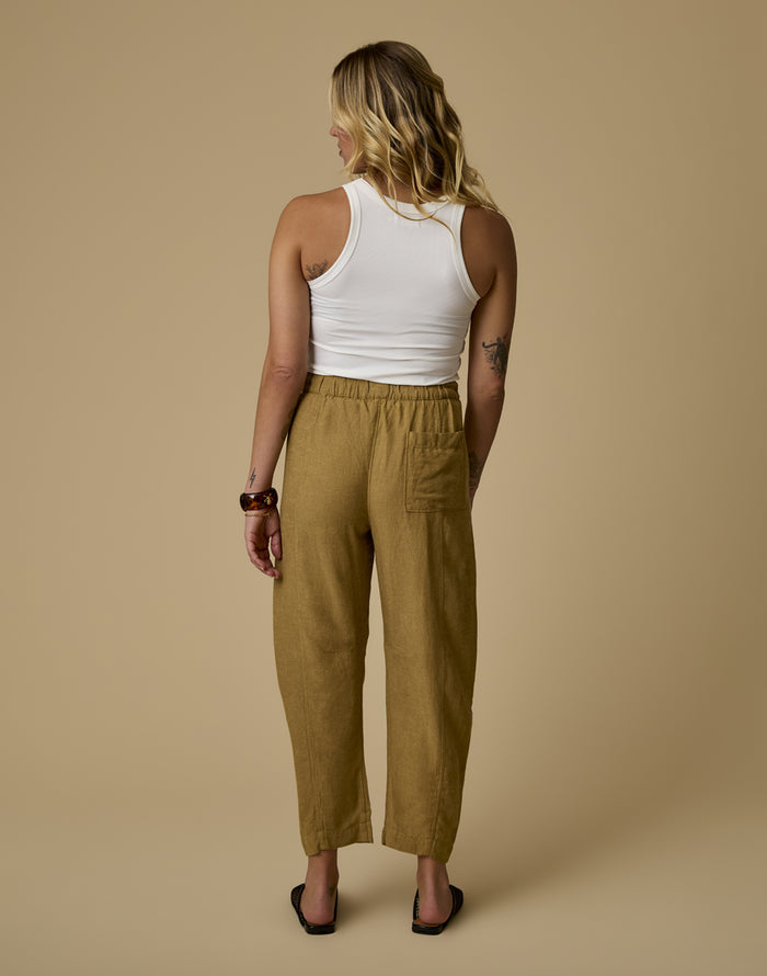 Freya Linen Pant: Golden Chambray