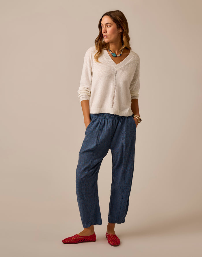 Freya Linen Pant: Tossed Batik