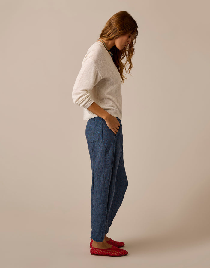 Freya Linen Pant: Tossed Batik