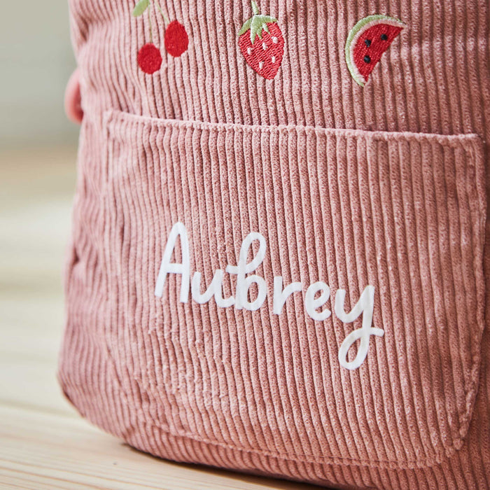 Fruit Design Pink Cord Mini Backpack