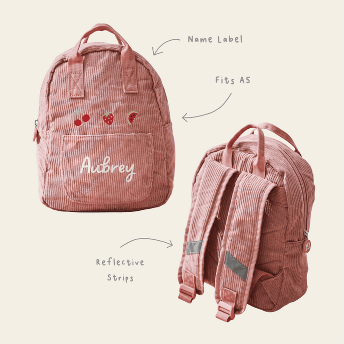 Fruit Design Pink Cord Mini Backpack