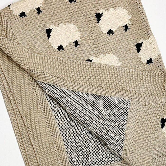 Furry Sheep - Organic Cotton Jacquard Knit Baby Blanket - Baby Blanket by Carlyle Avenue