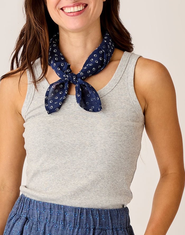 Gauze Bandana: Indigo Floral