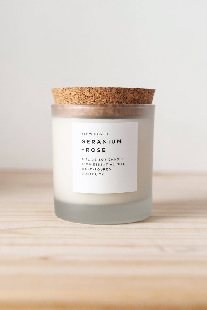 Geranium + Rose Frosted Candle