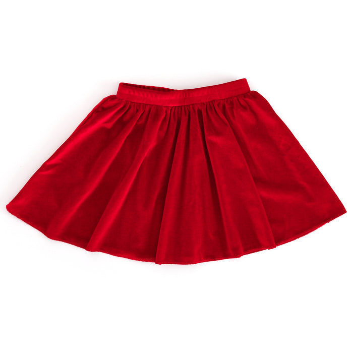 girls bright red twirly velvet Christmas skirt