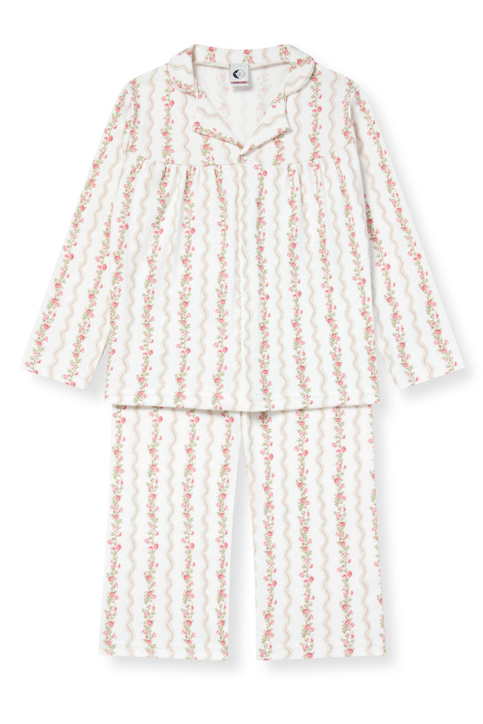 GIRLS WIDE TROUSER PYJAMA SET | FLORAL STRIPE