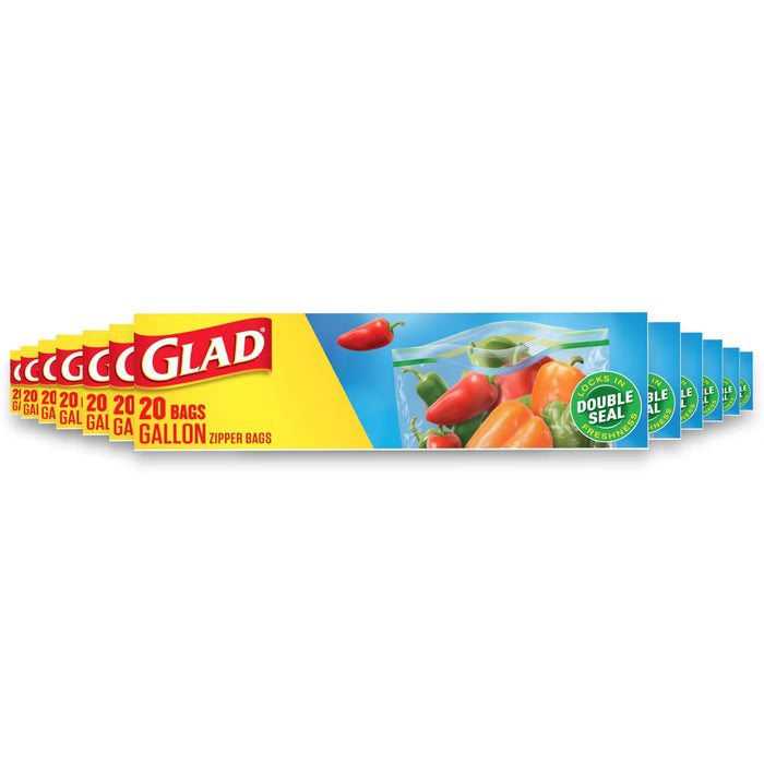 Glad Zipper Gallon Freezer Food Storage Bags - 20 Ct - 12 Pack