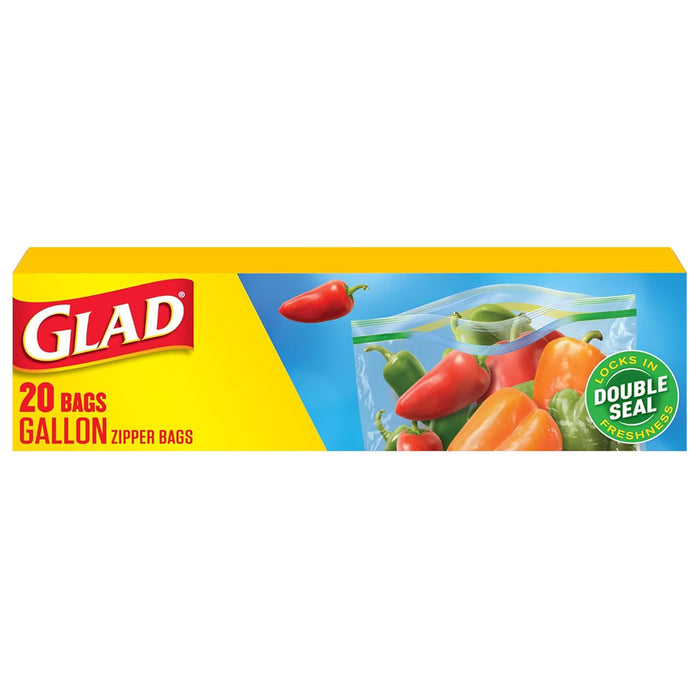 Glad Zipper Gallon Freezer Food Storage Bags - 20 Ct - 12 Pack