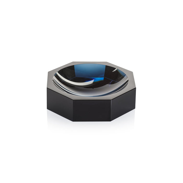 Glass Crystal Octagon Bowl - Deep Blue - Bowls by Carlyle Avenue