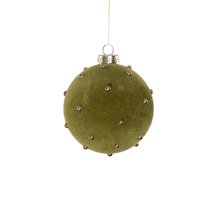 Glass Felt Ball Ornament with Gold Studs