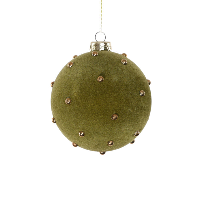 Glass Felt Ball Ornament with Gold Studs