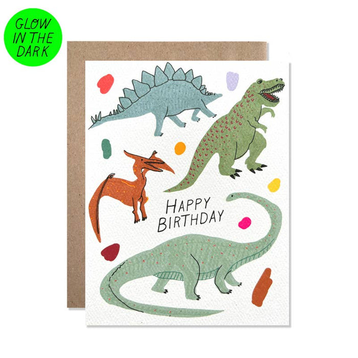 GLOW IN THE DARK Dinosaurs Birthday Card