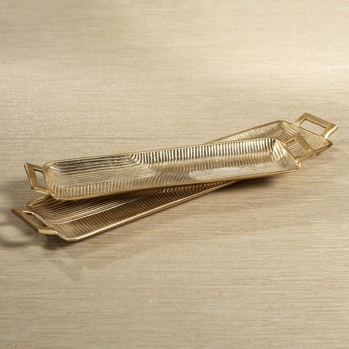 Golden Textured Aluminum Tray - Trays by Carlyle Avenue