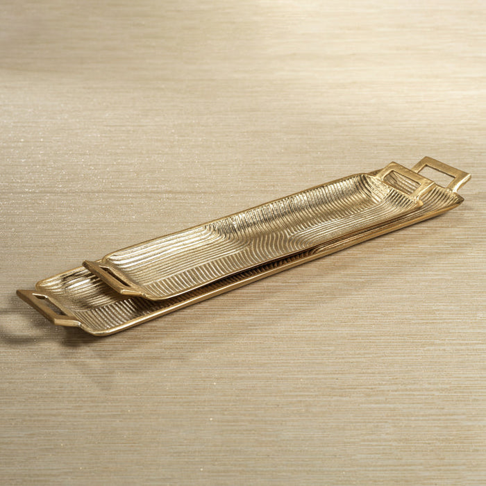 Golden Textured Aluminum Tray - Trays by Carlyle Avenue