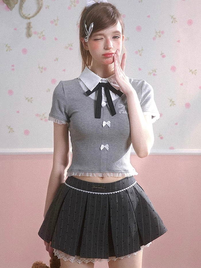 Gray Pleated Skirt