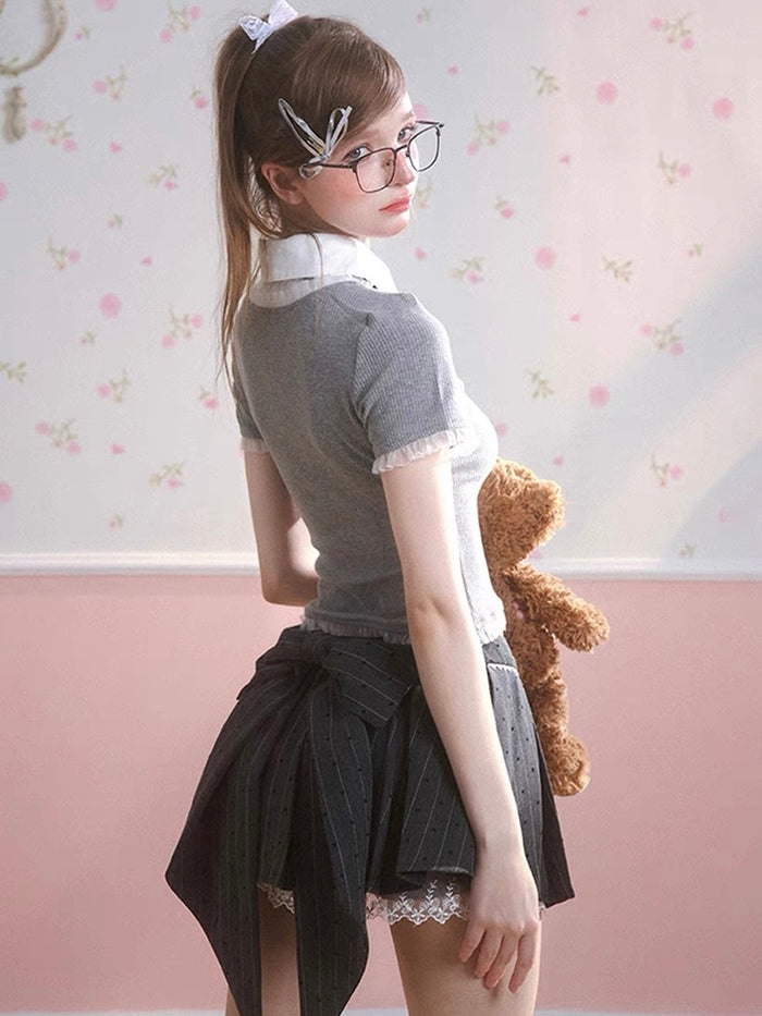 Gray Pleated Skirt