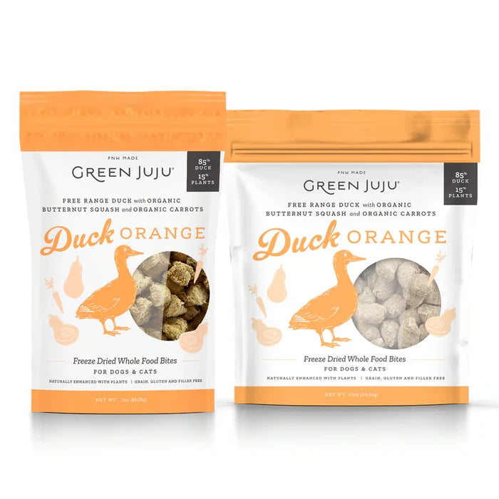 Green Juju Freeze-Dried Whole Food Bites Duck Orange for Dogs & Cats - Paw Naturals
