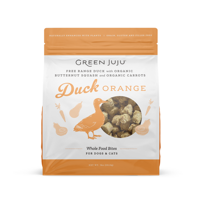 Green Juju Freeze-Dried Whole Food Bites Duck Orange for Dogs & Cats 18oz - Paw Naturals
