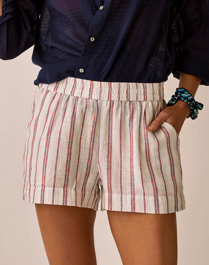 Hellie Linen Short: Kentucky Stripe
