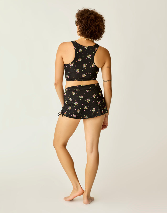 Hoku Swim Skirt: Black Floret - FINAL SALE
