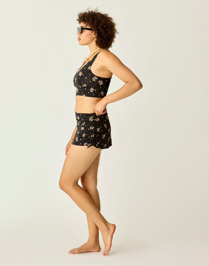 Hoku Swim Skirt: Black Floret - FINAL SALE