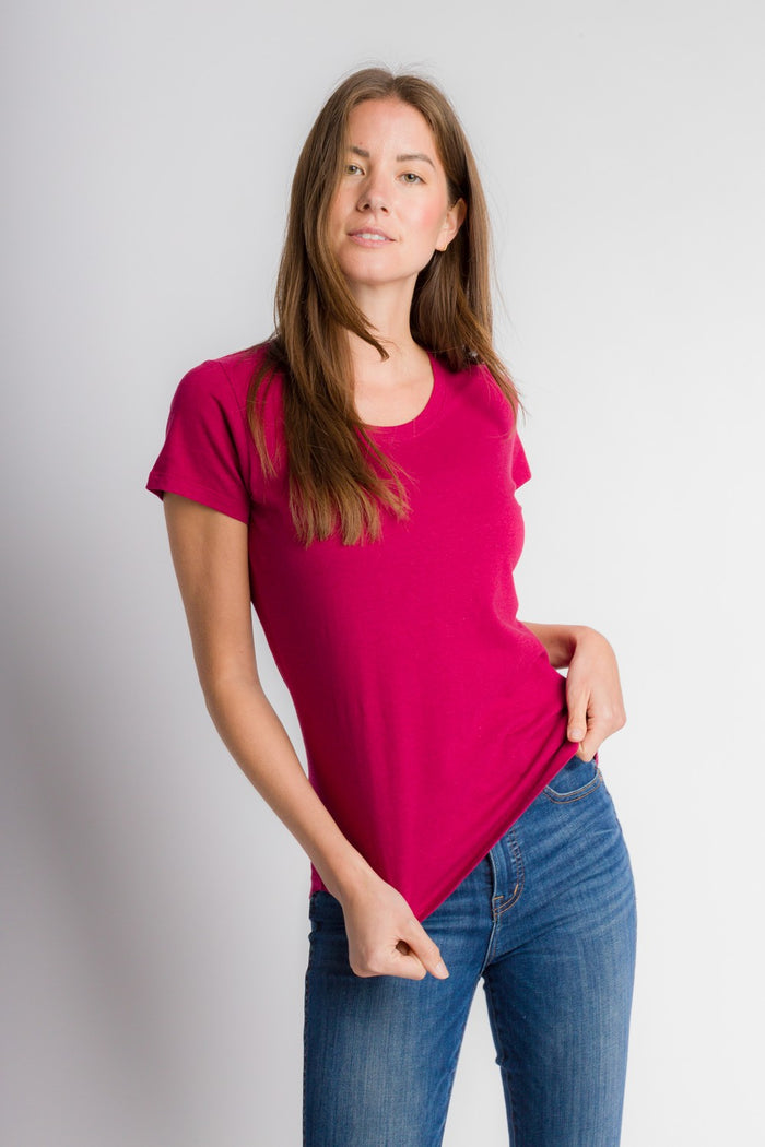 Hope | Women's Anti-Stain Cotton Linen Scoop Bottom Short Sleeve Top