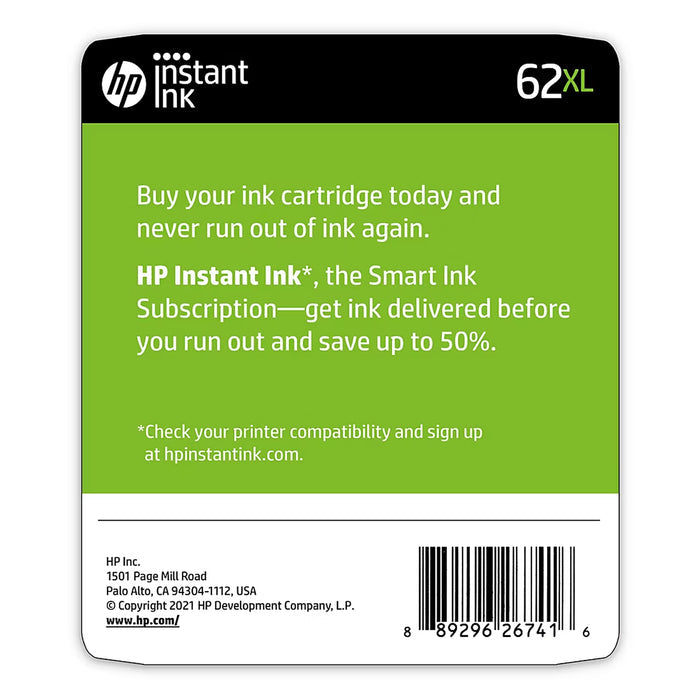 HP 62XL High-Yield Black and Tri-Color Ink Cartridges, 2-Pack