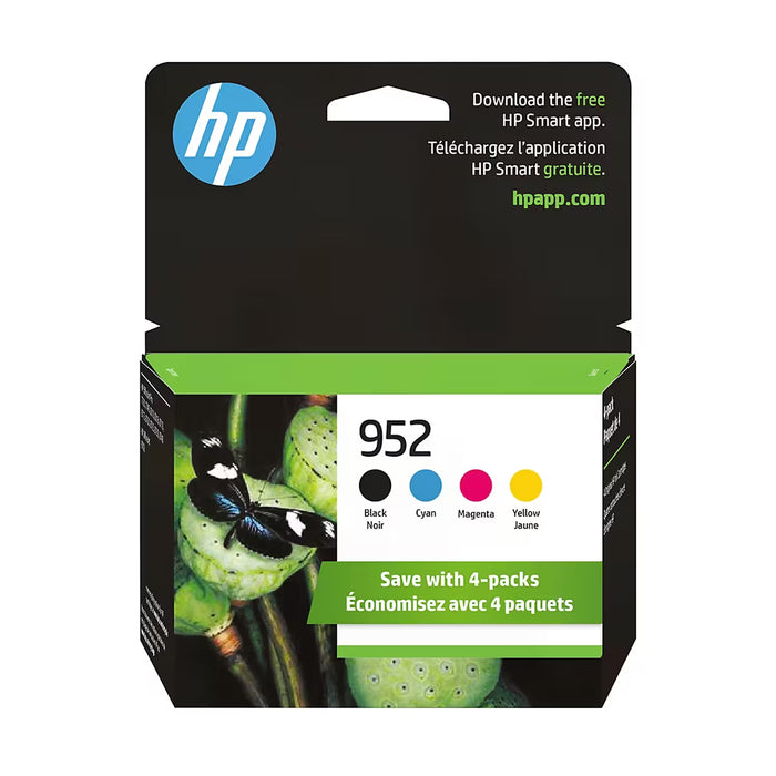 HP 952 Standard-Capacity Ink Cartridges, Black/Cyan/Magenta/Yellow, 4-Pack